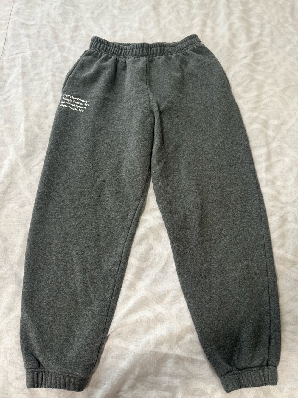 Charcoal Gray Women’s Jogger Sweatpants with White Text